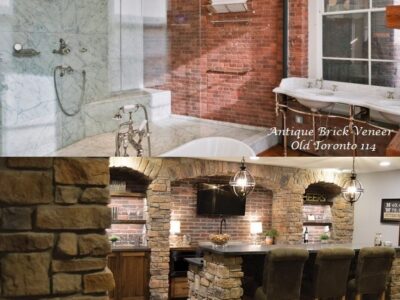 Interior Stone and Brick Accent Wall with Stone Veneer by Stone Selex