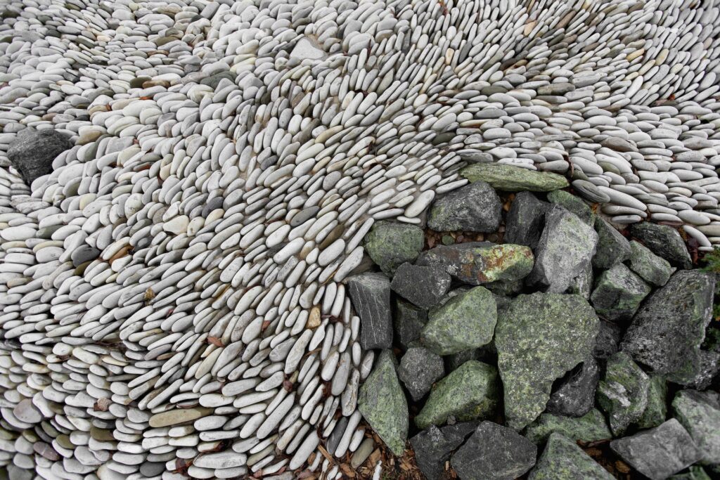Pebble path combined stonework