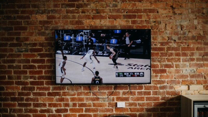 TV accent wall - exposed brick