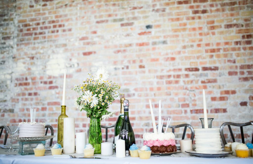 Antique brick veneer accent wall in a modern space