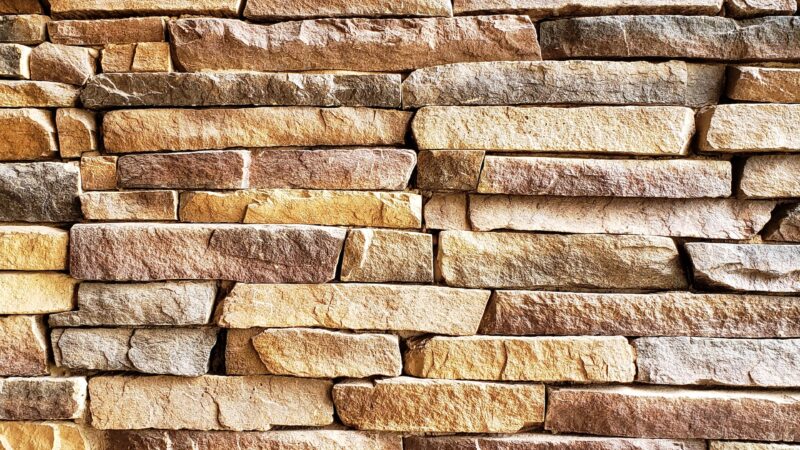 A brownish ledgestone wall panel