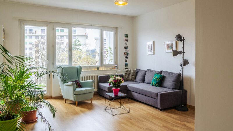 Living room with hardwood floor