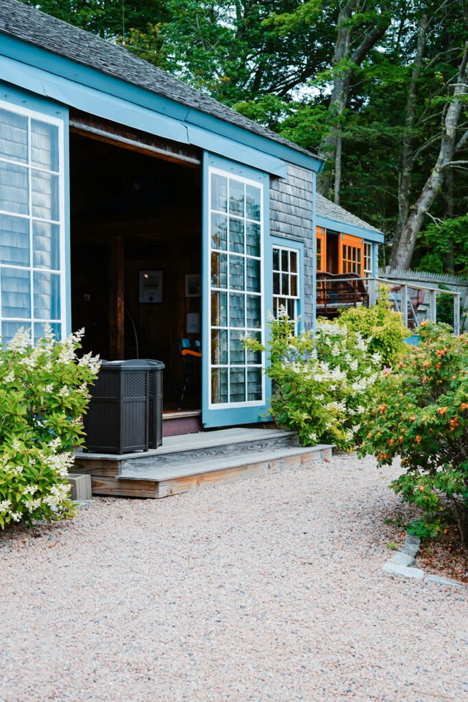 A sliding door on a country house