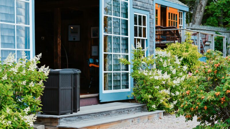 A sliding door on a country house