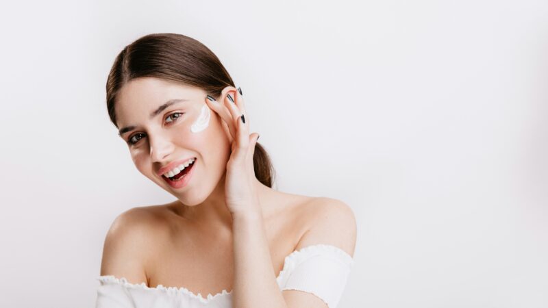Happy woman with good skin routen