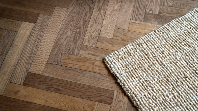 Rug on hardwood floor