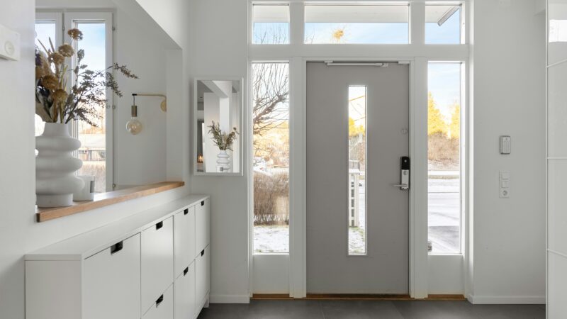 Windows and white front door at home