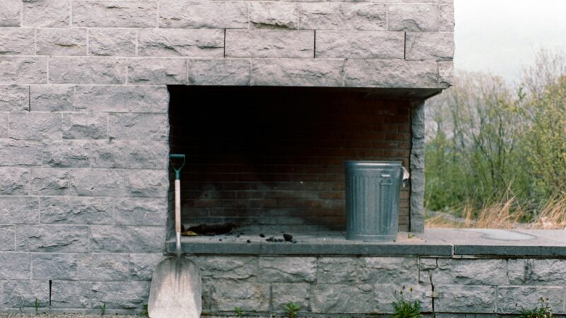 Stone outside fireplace