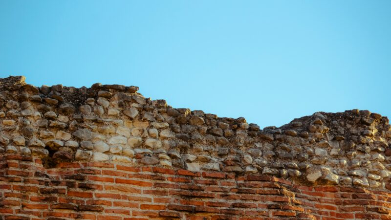 Brick and stone wall with different color